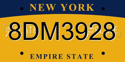 8DM3928 New York License Plate