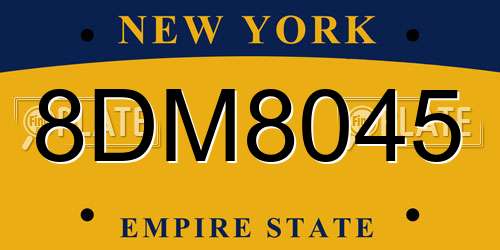 8DM8045 New York License Plate