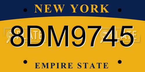 8DM9745 New York License Plate