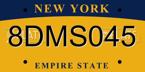 8DMS045 New York License Plate