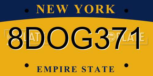 8DOG371 New York License Plate