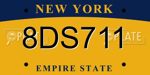 8DS711 New York License Plate