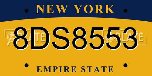 8DS8553 New York License Plate