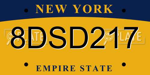 8DSD217 New York License Plate