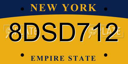 8DSD712 New York License Plate