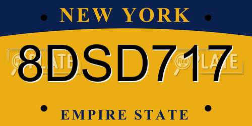 8DSD717 New York License Plate