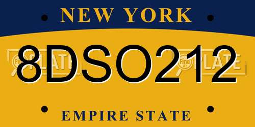 8DSO212 New York License Plate