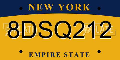 8DSQ212 New York License Plate