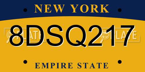 8DSQ217 New York License Plate