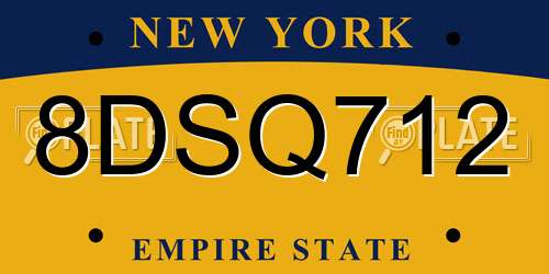 8DSQ712 New York License Plate