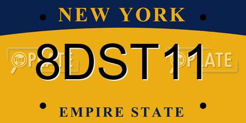 8DST11 New York License Plate