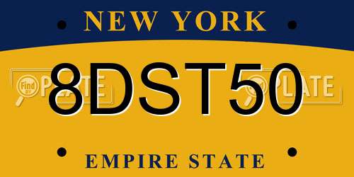 8DST50 New York License Plate