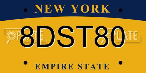 8DST80 New York License Plate