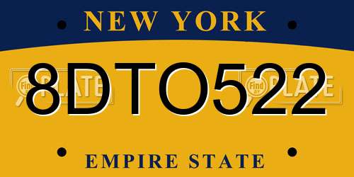 8DTO522 New York License Plate