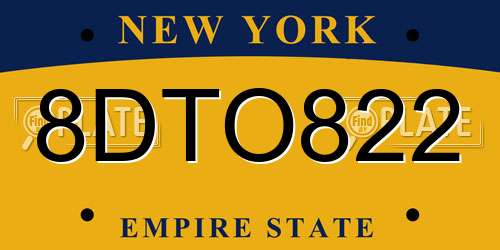 8DTO822 New York License Plate