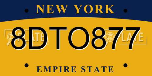 8DTO877 New York License Plate