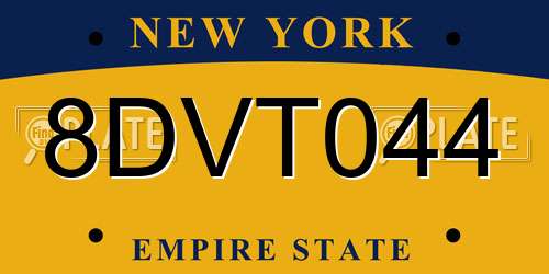 8DVT044 New York License Plate