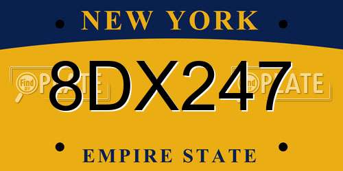8DX247 New York License Plate