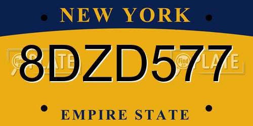 8DZD577 New York License Plate