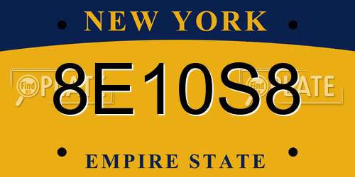 8E10S8 New York License Plate