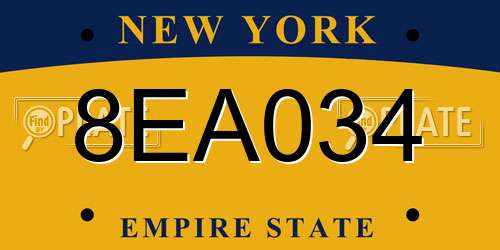 8EA034 New York License Plate