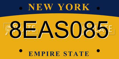 8EAS085 New York License Plate