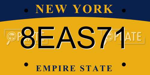 8EAS71 New York License Plate