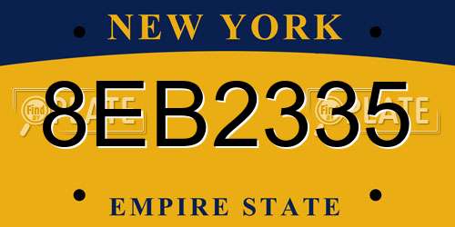 8EB2335 New York License Plate