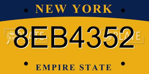 8EB4352 New York License Plate