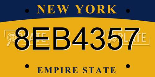 8EB4357 New York License Plate