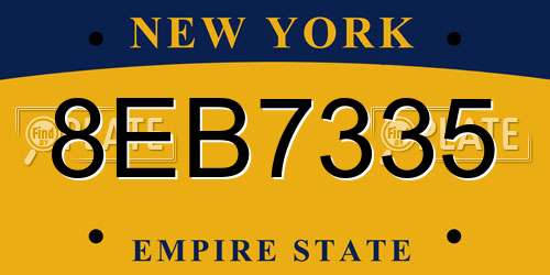 8EB7335 New York License Plate