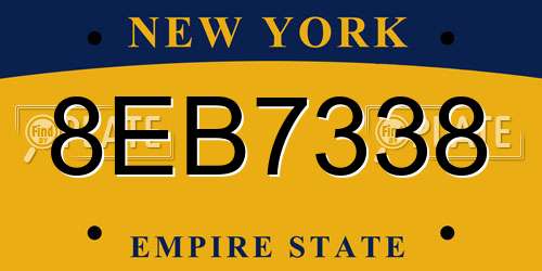 8EB7338 New York License Plate