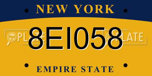 8EI058 New York License Plate