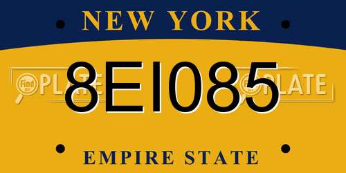 8EI085 New York License Plate