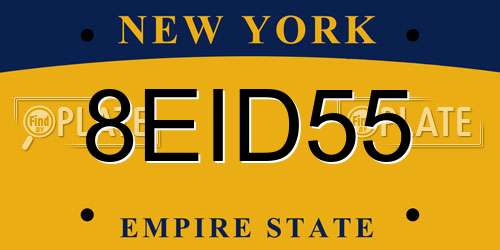 8EID55 New York License Plate
