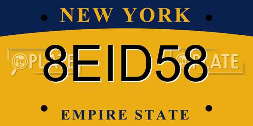 8EID58 New York License Plate