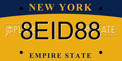8EID88 New York License Plate