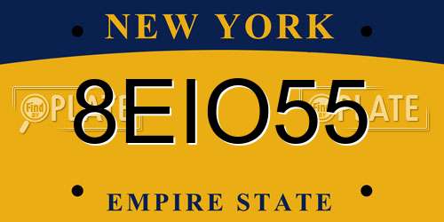 8EIO55 New York License Plate