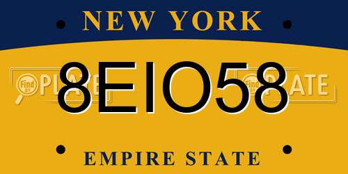 8EIO58 New York License Plate
