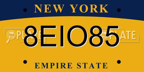 8EIO85 New York License Plate