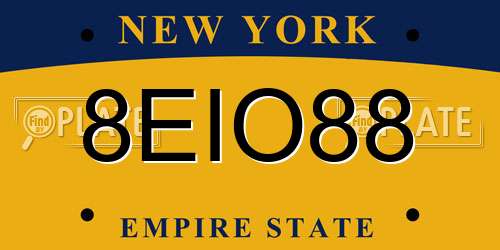 8EIO88 New York License Plate