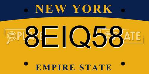 8EIQ58 New York License Plate