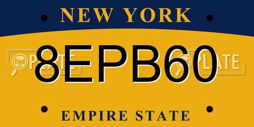 8EPB60 New York License Plate