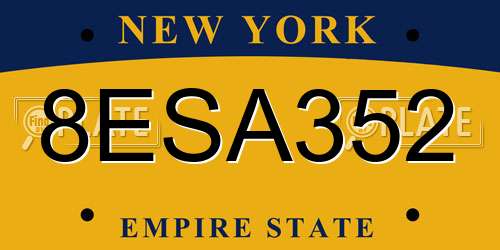 8ESA352 New York License Plate