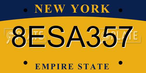 8ESA357 New York License Plate