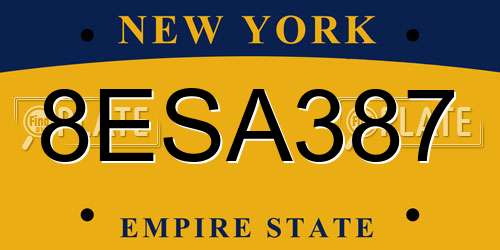 8ESA387 New York License Plate
