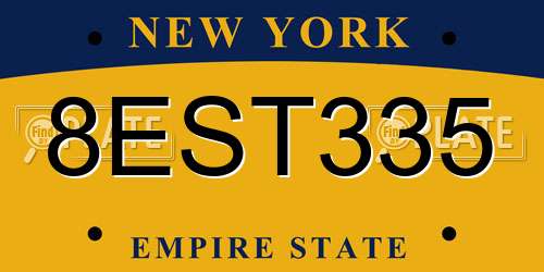 8EST335 New York License Plate