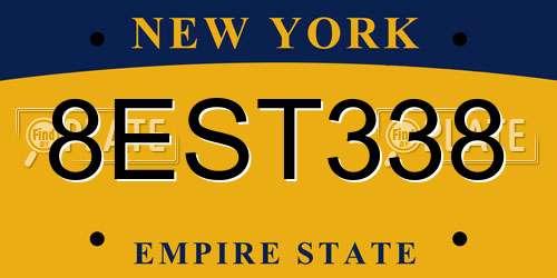 8EST338 New York License Plate