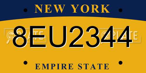 8EU2344 New York License Plate