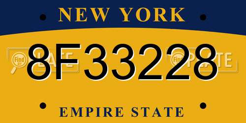 8F33228 New York License Plate